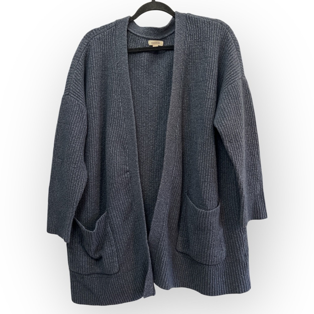 Goodthreads Womens Knit Size XL Blue Open Cardigan Sweater Pockets Wool Blend